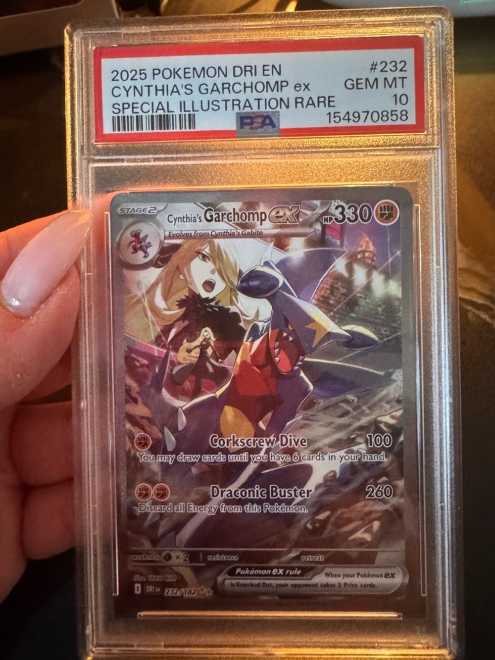 Pokemon Cynthia's Garchomp ex Card – Silver Foil with Red Accents